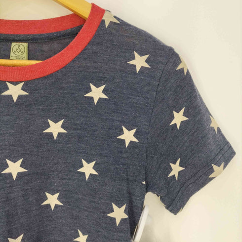 オルタナティブアース ALTERNATIVE EARTH レーヨン混 星柄 リンガーTシャツ メンズ import:S