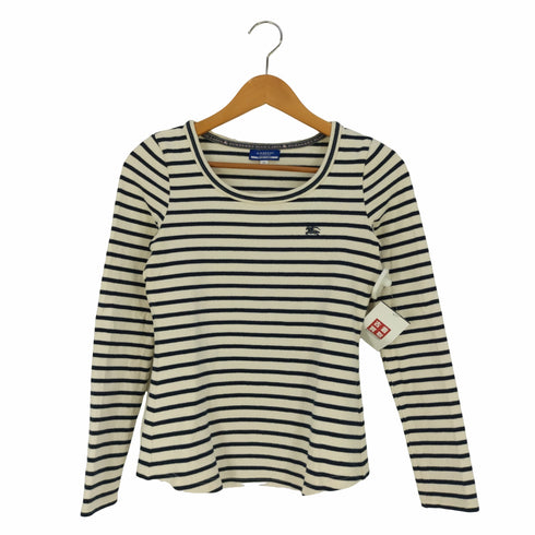 バーバリーロンドンブルーレーベル BURBERRY LONDON BLUE LABEL ロゴ刺繍 ボーダーUネックTシャツ レディース JPN:38