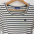 バーバリーロンドンブルーレーベル BURBERRY LONDON BLUE LABEL ロゴ刺繍 ボーダーUネックTシャツ レディース JPN:38