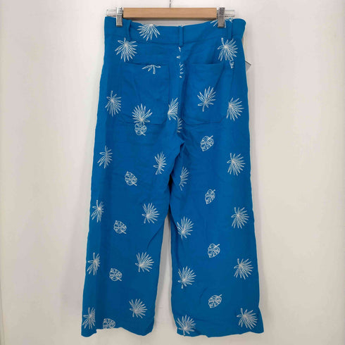 ザラ ZARA リネン混コットン 総柄 スラックスパンツ レディース import:M