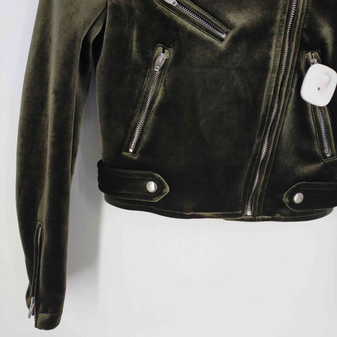 ベルシュカ BERSHKA ベロア長ライダースジャケット レディース import:XS