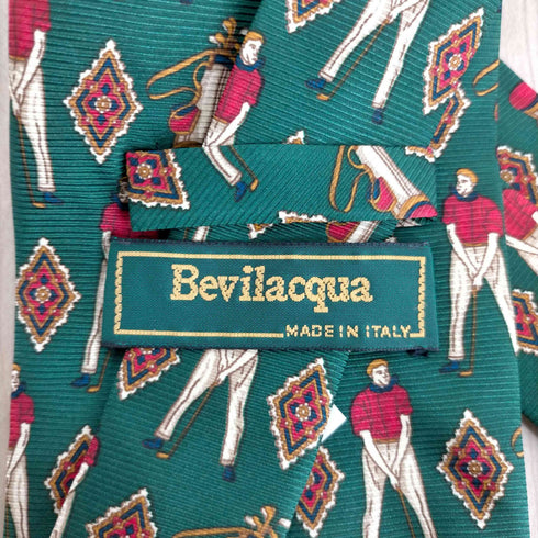 ベヴィラクア Bevilacqua ゴルフ柄 シルクネクタイ メンズ