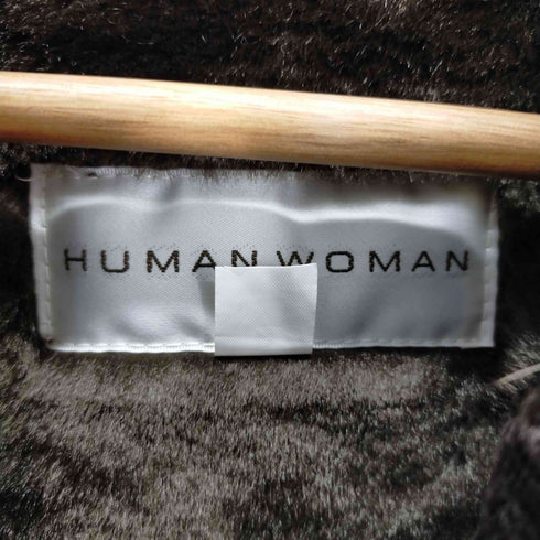 ヒューマンウーマン HUMAN WOMAN ラビットファー レザーパイピングミリタリージャケット レディース JPN:M