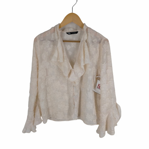 ザラ ZARA FEATHERED RUFFLED BLOUSE レディース JPN:S