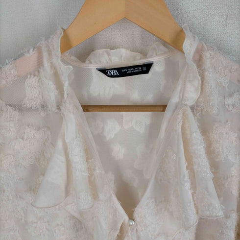 ザラ ZARA FEATHERED RUFFLED BLOUSE レディース JPN:S