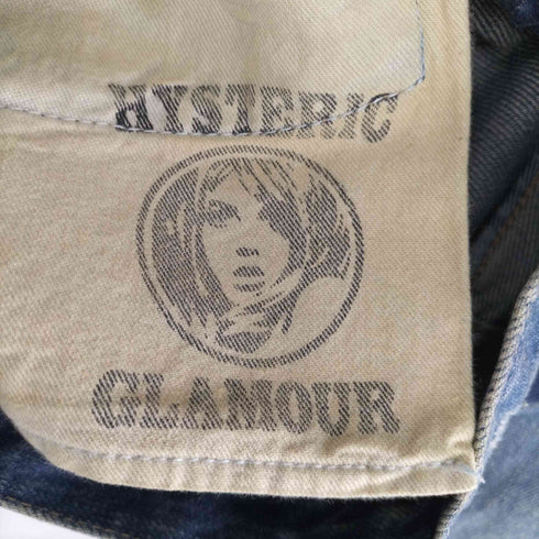 ヒステリックグラマー HYSTERIC GLAMOUR カウレザーパッチ スタッズ ボタンフライストレート ローライズデニムパンツ ヒスベア ファックベア メンズ JPN:S