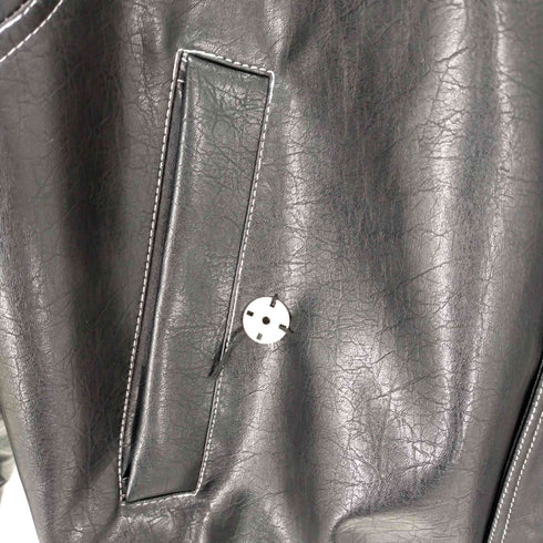 NOTFORMAD スタンドカラー フェイクレザーブルゾン ボックス ステッチ メンズ M