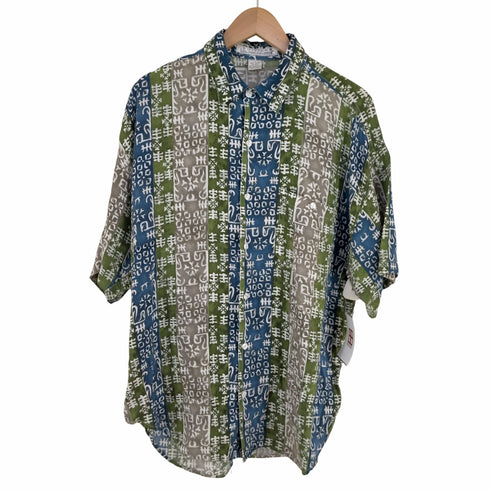 ヴァンヒューゼン VAN HEUSEN レーヨン100% 総柄S/Sシャツ メンズ JPN:L