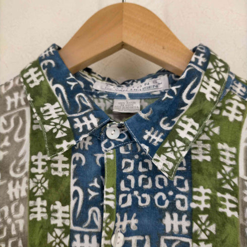 ヴァンヒューゼン VAN HEUSEN レーヨン100% 総柄S/Sシャツ メンズ JPN:L