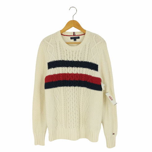 トミーヒルフィガー TOMMY HILFIGER フラッグデザイン ケーブルニット メンズ import:M