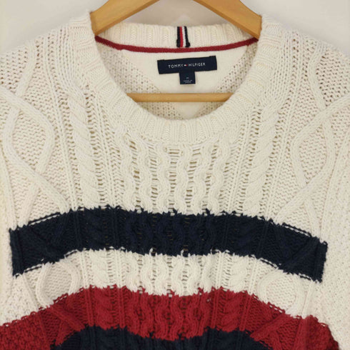 トミーヒルフィガー TOMMY HILFIGER フラッグデザイン ケーブルニット メンズ import:M