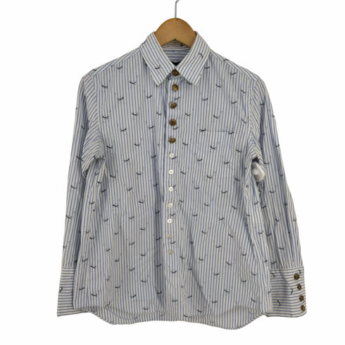 トリココムデギャルソン tricot COMME des GARCONS コンチョボタン 切替 鳥柄 レギュラーカラーシャツ レディース JPN:M