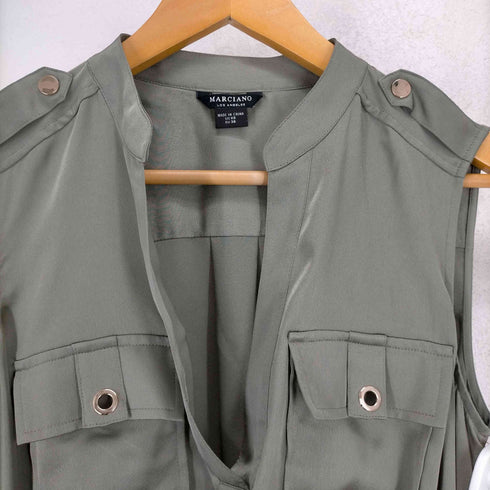 マルシアーノ MARCIANO ノーカラー背面スキッパーノースリーブジャンパースカート レディース JPN:XS
