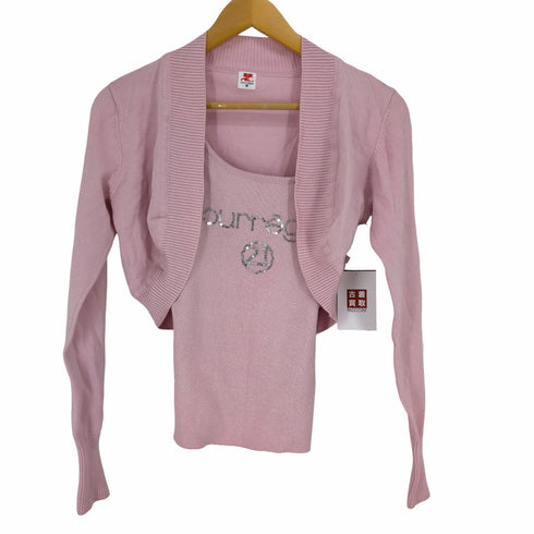 クレージュ courreges カシミヤ混ロゴスパンコールラメデザインカーディガン レディース JPN:38