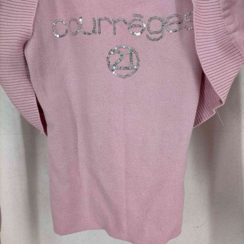 クレージュ courreges カシミヤ混ロゴスパンコールラメデザインカーディガン レディース JPN:38
