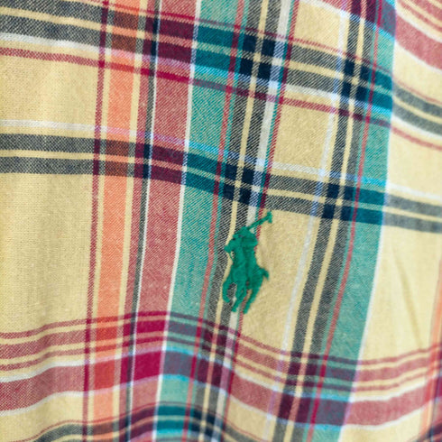 ラルフローレン RALPH LAUREN BLAKE インド綿 ポニー刺繍 チェック 半袖シャツ メンズ import:L