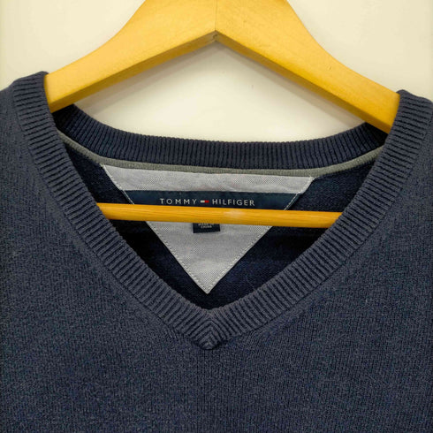 トミーヒルフィガー TOMMY HILFIGER ロゴ刺繍 コットン Vネックニット メンズ import:L