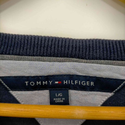 トミーヒルフィガー TOMMY HILFIGER ロゴ刺繍 コットン Vネックニット メンズ import:L