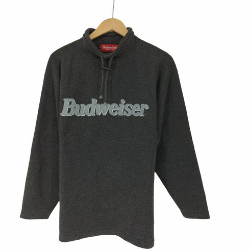 バドワイザー Budweiser ロゴ ワッペン 刺繍 パイル ボトルネック プルオーバー メンズ import:M