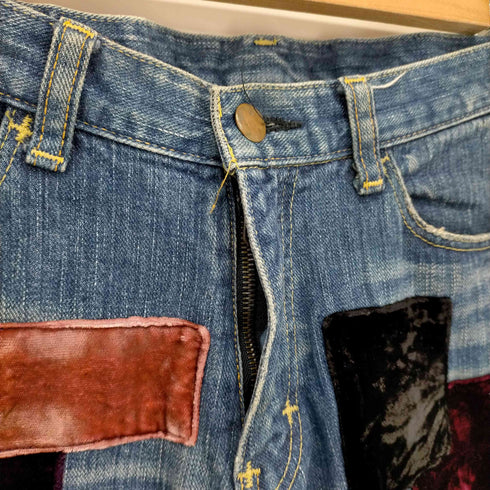 N NUMBER 03AW カート期 パッチワークベロアデニムパンツ メンズ SIZE0 LENGTH28
