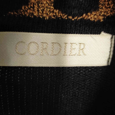 コルディア CORDIER レオパード切り替えロングカーディガン レディース EUR:40