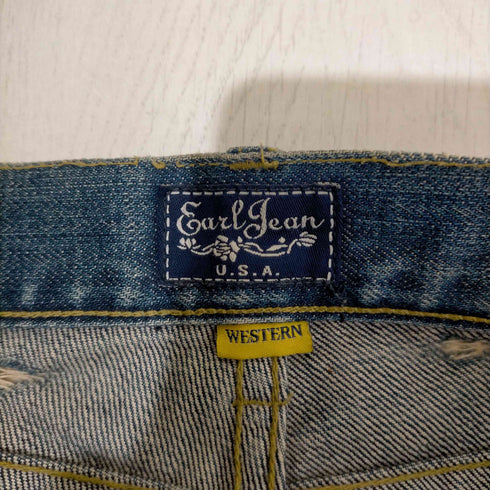 アールジーン Earl Jean ボタンフライ ダメージ加工ストレートデニムパンツ メンズ 32×34