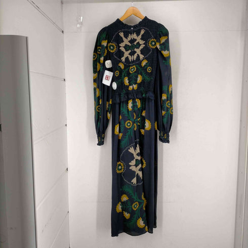 シーニューヨーク sea new york 幾何学柄 パフスリーブ シルクワンピース レディース