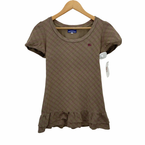 バーバリーブルーレーベル BURBERRY BLUE LABEL ロゴ刺繍 モックネック ショートスリーブTシャツ レディース DE:38