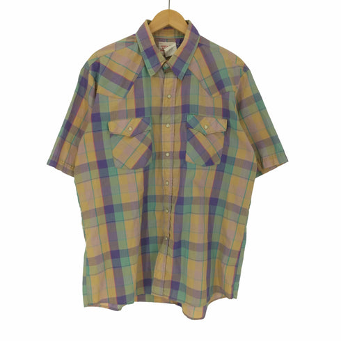フルギ saddle king western 90S USA製 マドラス チェック S/S ウエスタン シャツ メンズ 17