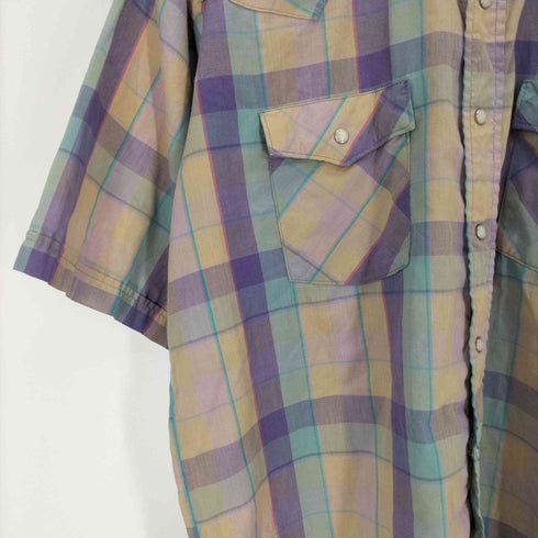 フルギ saddle king western 90S USA製 マドラス チェック S/S ウエスタン シャツ メンズ 17