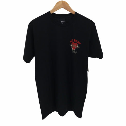 オンリーニューヨーク ONLY NY クルーネック コットン ハート プリント Tシャツ メンズ import:M