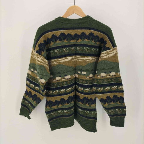 WOOLLY JUMPERS ニュージーランド製 総柄 PURE MERINO WOOL ウール ニット セーター メンズ import:L