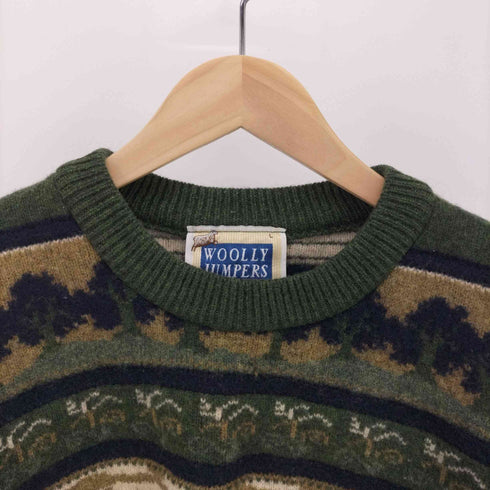 WOOLLY JUMPERS ニュージーランド製 総柄 PURE MERINO WOOL ウール ニット セーター メンズ import:L