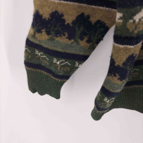 WOOLLY JUMPERS ニュージーランド製 総柄 PURE MERINO WOOL ウール ニット セーター メンズ import:L