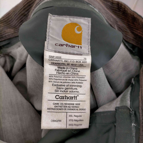 カーハート Carhartt 00S 襟コーデュロイ PVCコーティング レインパーカー メンズ 3XL