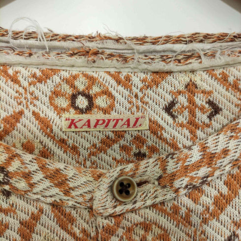 キャピタル KAPITAL 総柄 ヘンリーネック サーマルカットソー メンズ JPN:4