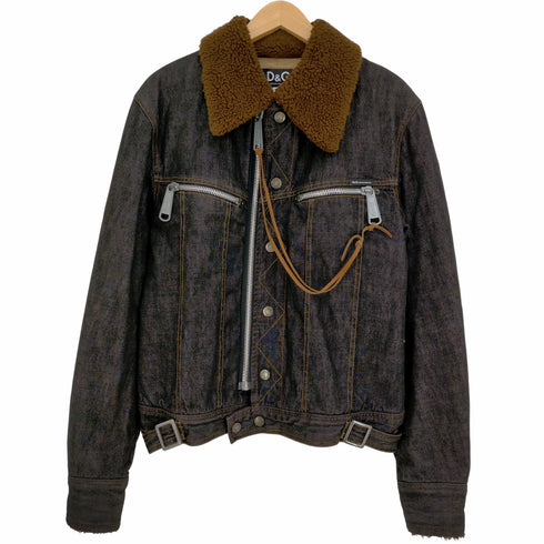 ディーアンドジードルチェアンドガッバーナ D&G DOLCE&GABBANA 襟ボア ジップ デニムトラッカージャケット メンズ import:S