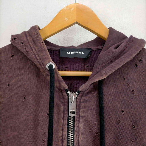ディーゼル DIESEL S-STAPP FELTA ダメージ加工ジップアップパーカー メンズ JPN:XS