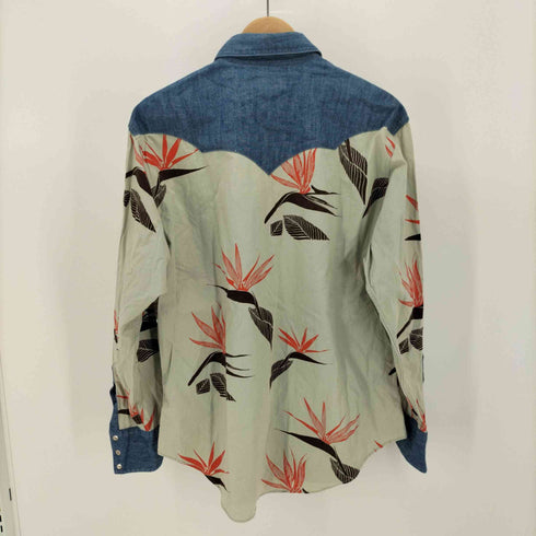 サンサーフ SUN SURF 総柄 デニム切替 ウエスタンシャツ メンズ import:L