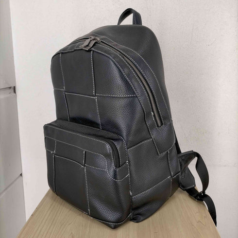 ザラ ZARA ブロックステッチ シボ革 フェイクレザーリュック メンズ ONE SIZE