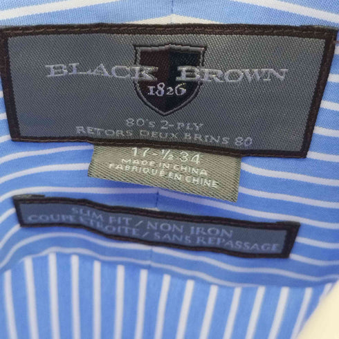 BLACKBROWN ストライプ L/S シャツ メンズ 17-1/2