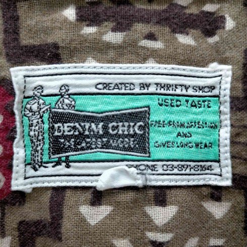 フメイ DENIM CHIC ネイティブ柄 開襟 半袖シャツ メンズ import:L