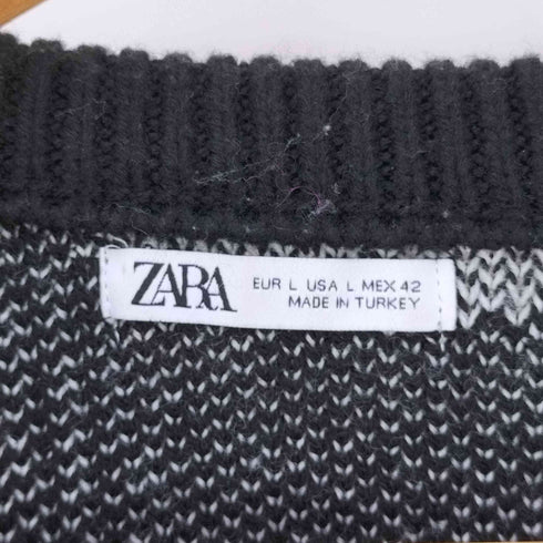 ザラ ZARA 総柄 アクリル クルーネックニット メンズ import:L