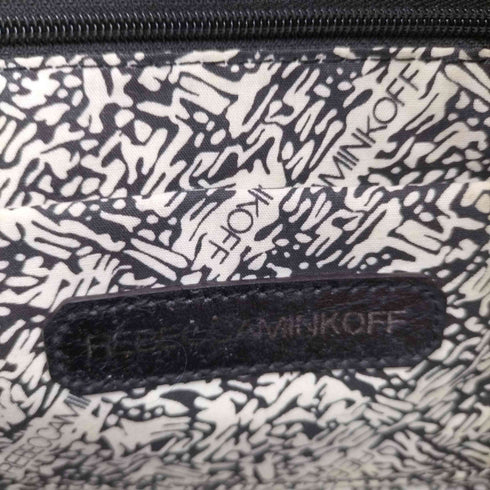 レベッカミンコフ REBECCA MINKOFF フロントロゴプレート 裏地総柄 シボ革レザーバッグ レディース ONE SIZE