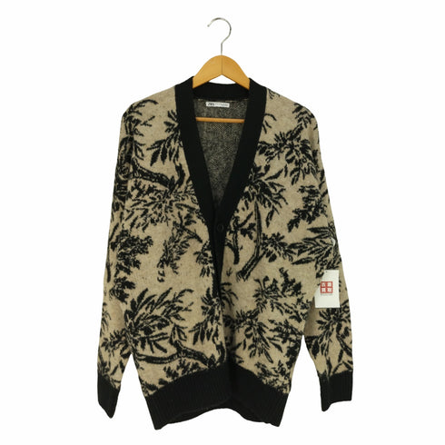 ザラ ZARA 総柄 シャギーカーディガン メンズ import:M