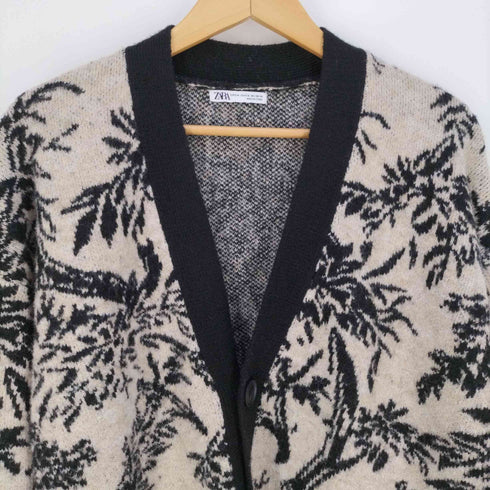 ザラ ZARA 総柄 シャギーカーディガン メンズ import:M