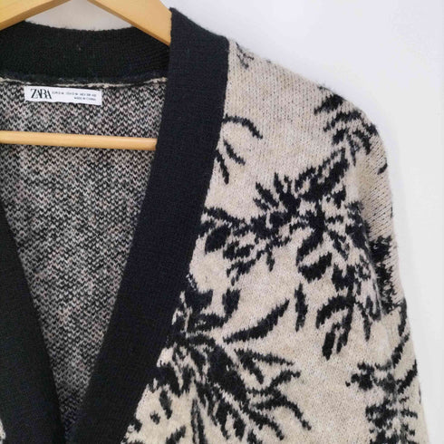 ザラ ZARA 総柄 シャギーカーディガン メンズ import:M