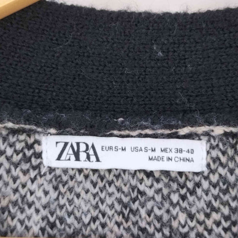 ザラ ZARA 総柄 シャギーカーディガン メンズ import:M