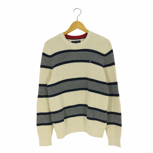 トミーヒルフィガー TOMMY HILFIGER ロゴ刺繍 ボーダー クルーネックコットンニット メンズ import:L