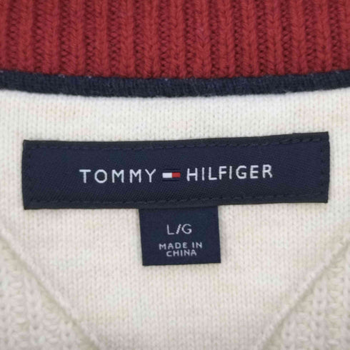 トミーヒルフィガー TOMMY HILFIGER ロゴ刺繍 ボーダー クルーネックコットンニット メンズ import:L